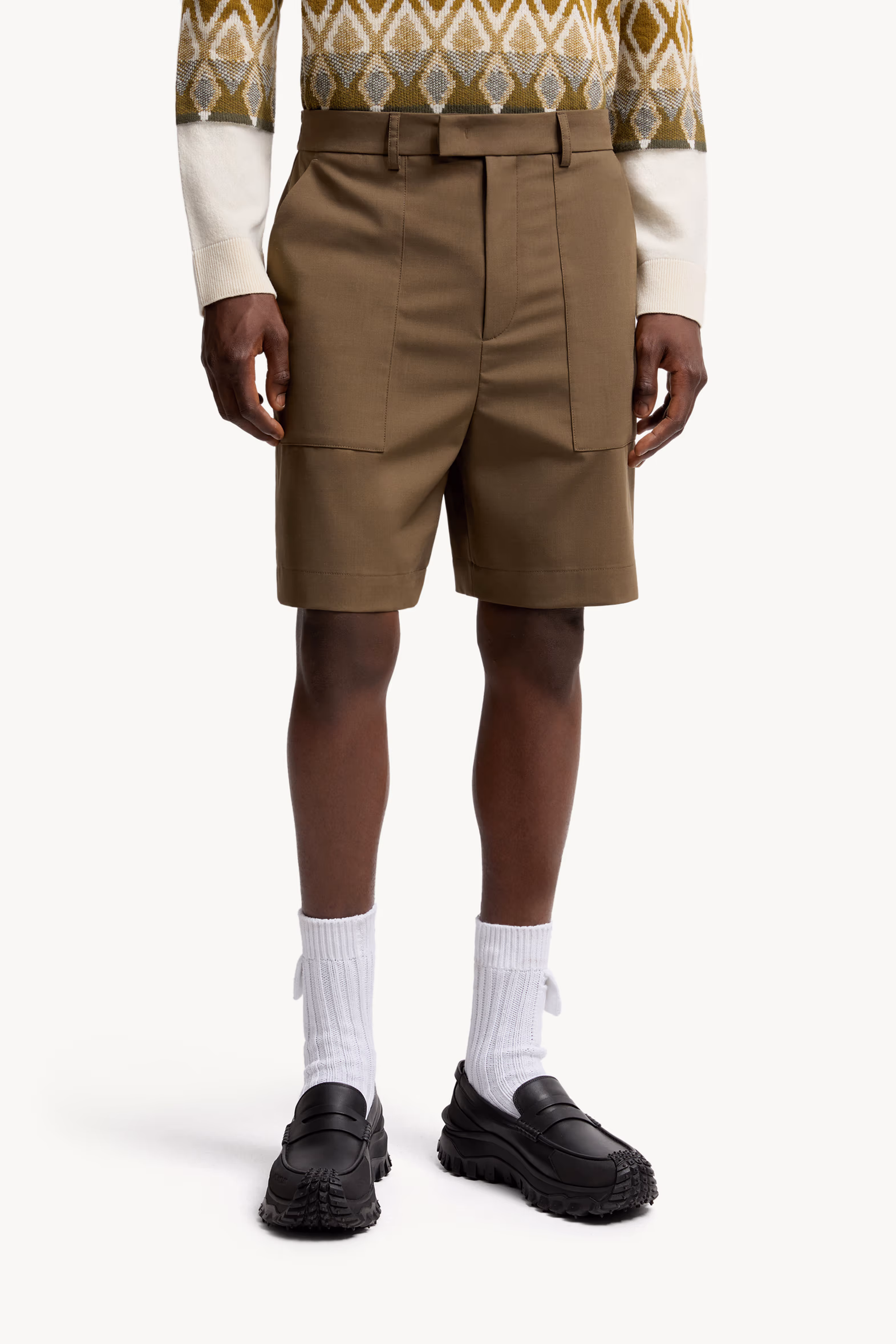 Tailored Bermuda Shorts Men Olive Green Moncler 3